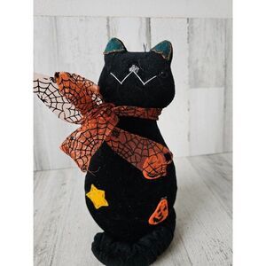 Shabby chic cat Halloween decor plush bean